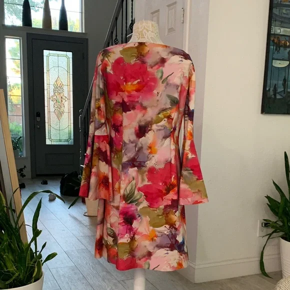 Chiara Boni La Petite Robe Floral Bell-Sleeve Dress (IT 52 / US ~16 / XL)